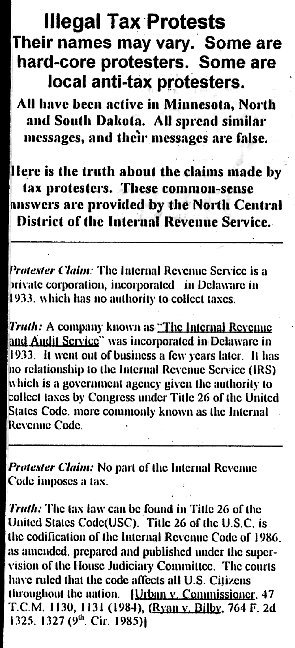 IRS TAX PROTESTER REBUTTAL